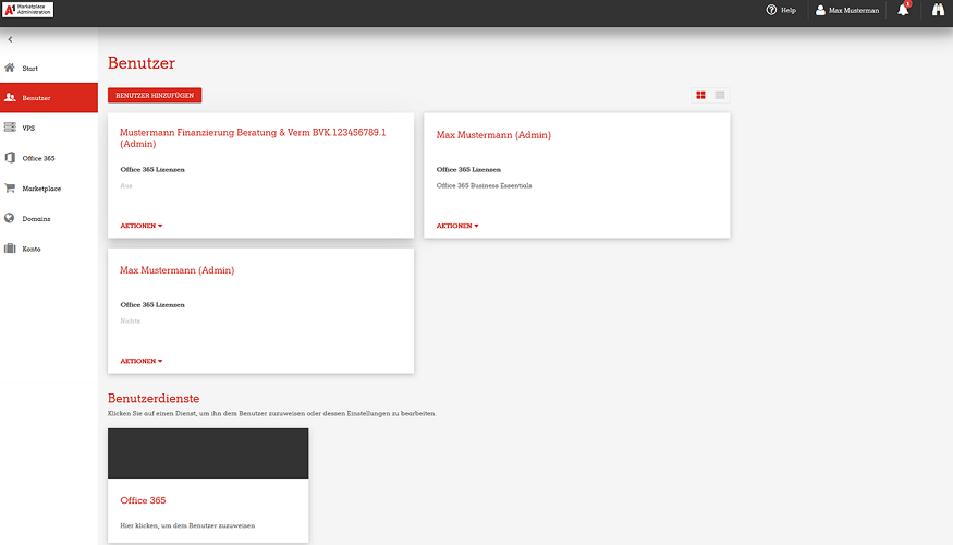 A1 Marketplace Admin Portal Benutzer