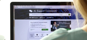 Browserfenster mit offener A1 Community Seite